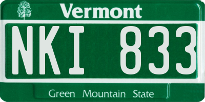 VT license plate NKI833