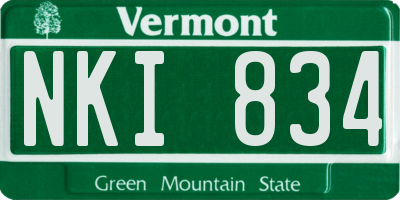 VT license plate NKI834