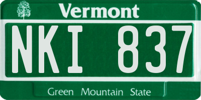 VT license plate NKI837