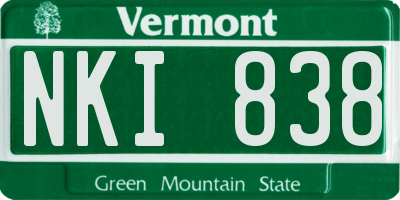 VT license plate NKI838