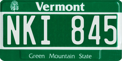 VT license plate NKI845