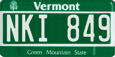 VT license plate NKI849