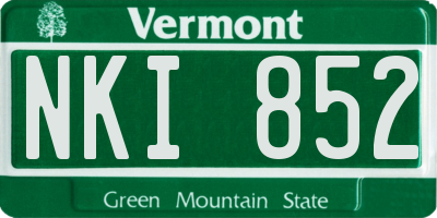 VT license plate NKI852