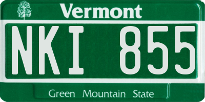 VT license plate NKI855