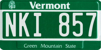 VT license plate NKI857
