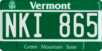 VT license plate NKI865