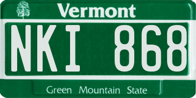 VT license plate NKI868