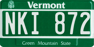 VT license plate NKI872