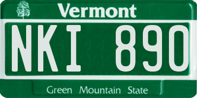 VT license plate NKI890
