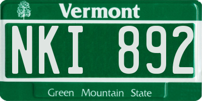 VT license plate NKI892