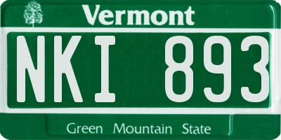 VT license plate NKI893