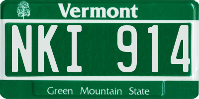 VT license plate NKI914