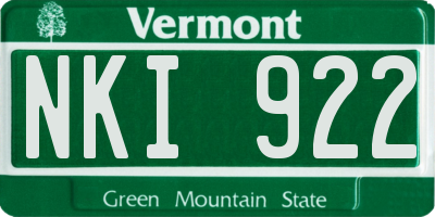 VT license plate NKI922