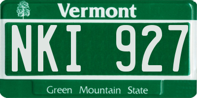 VT license plate NKI927