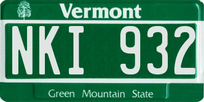 VT license plate NKI932