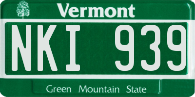 VT license plate NKI939