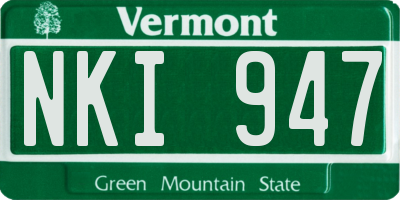 VT license plate NKI947