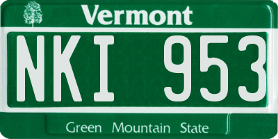 VT license plate NKI953