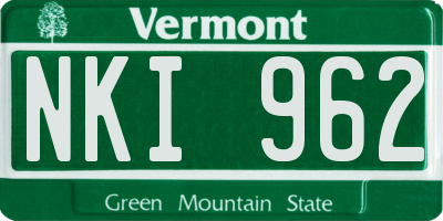 VT license plate NKI962