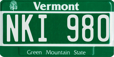 VT license plate NKI980
