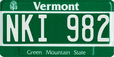 VT license plate NKI982