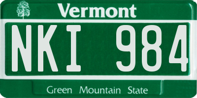 VT license plate NKI984