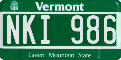 VT license plate NKI986