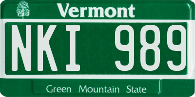 VT license plate NKI989