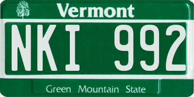 VT license plate NKI992