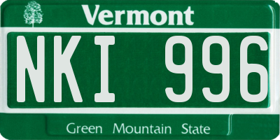 VT license plate NKI996