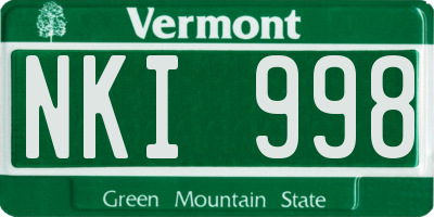 VT license plate NKI998