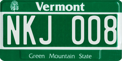 VT license plate NKJ008