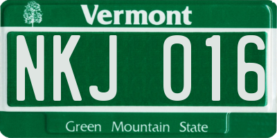 VT license plate NKJ016