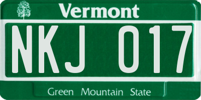 VT license plate NKJ017