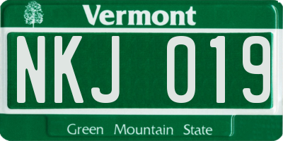 VT license plate NKJ019