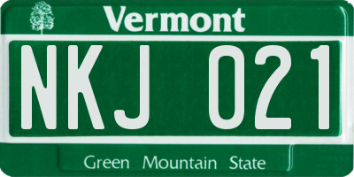 VT license plate NKJ021