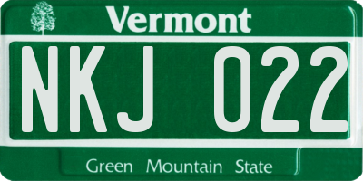 VT license plate NKJ022
