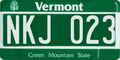 VT license plate NKJ023