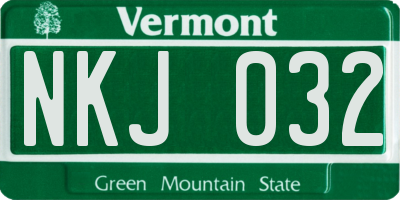 VT license plate NKJ032