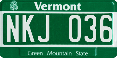 VT license plate NKJ036