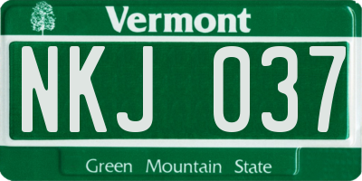 VT license plate NKJ037