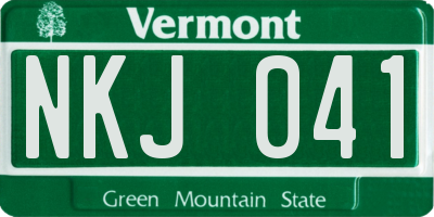 VT license plate NKJ041