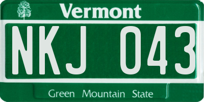 VT license plate NKJ043