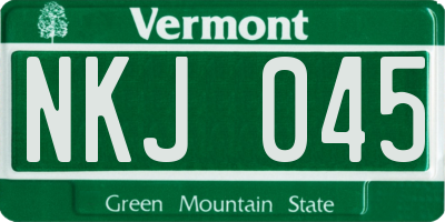 VT license plate NKJ045