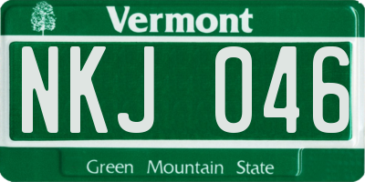 VT license plate NKJ046