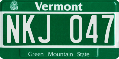 VT license plate NKJ047