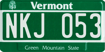 VT license plate NKJ053
