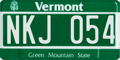 VT license plate NKJ054