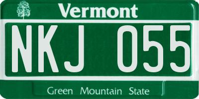 VT license plate NKJ055