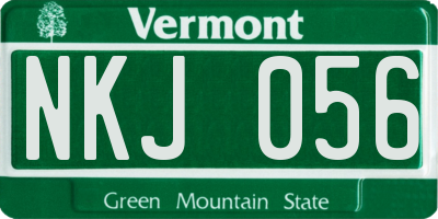 VT license plate NKJ056